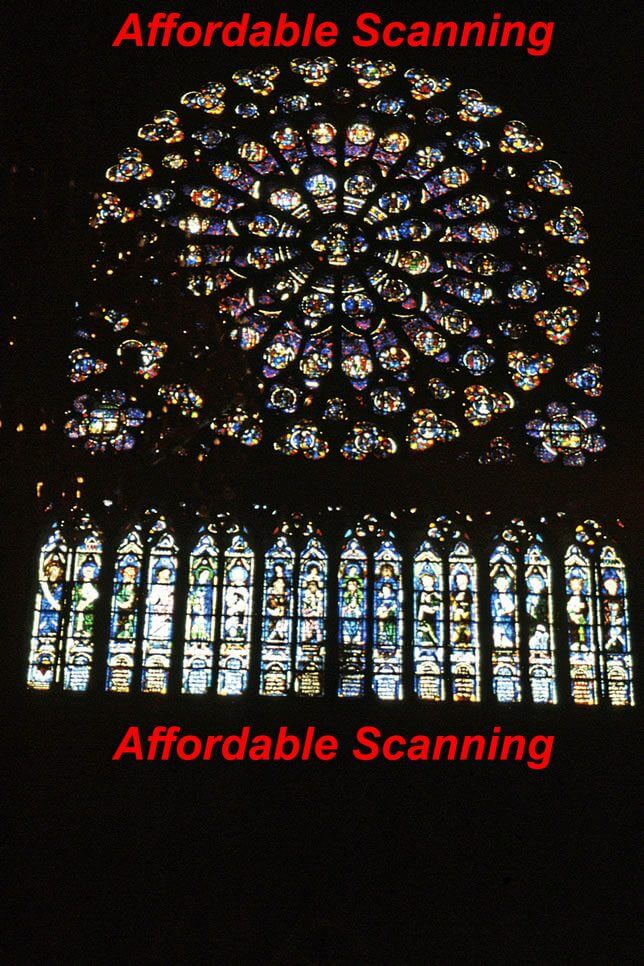Affordable Scanning — stained glass window: strong color and detail