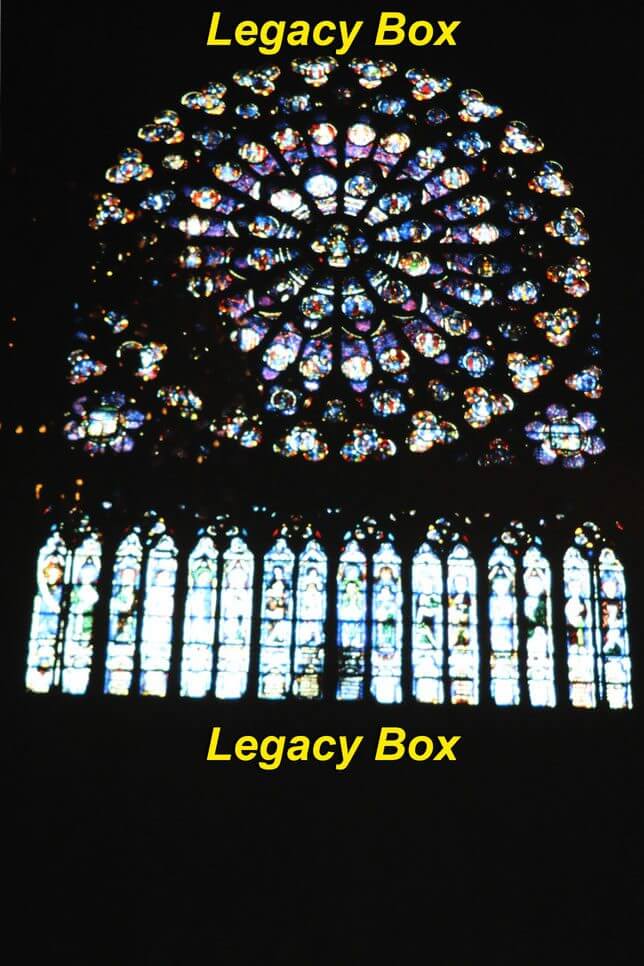 Legacy Box — stained glass window: muted color and reduced detail