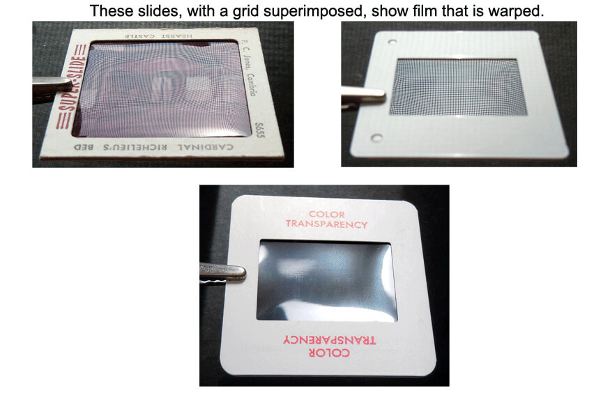 Warped slide films and holders — examples of bent 35mm slides