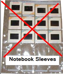 Notebook sleeves with individual slots for slides