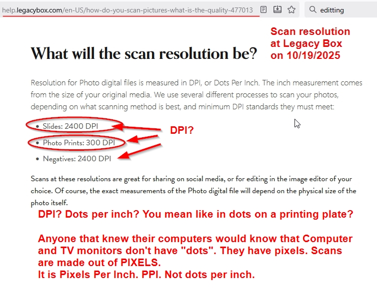 Legacy Box Low resolution scanning at 2400 vs. 4000 at affordable scanning services