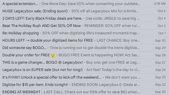legacy box email sales 2022-10-08