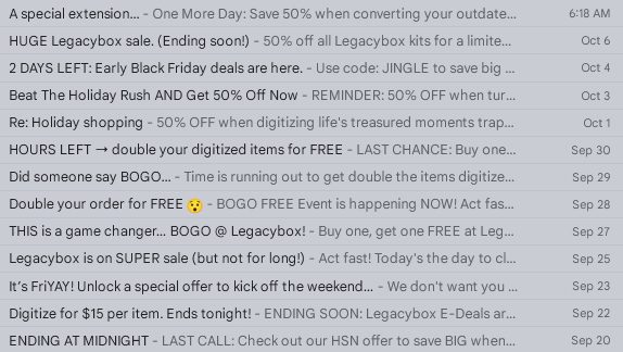 Legacy box email sales 2022-10-08
