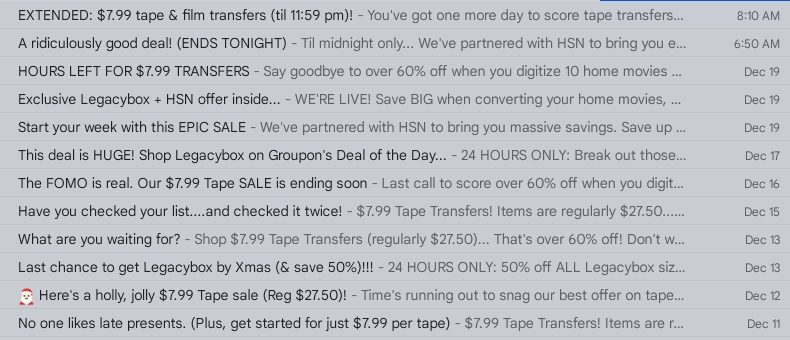 Want a sale? You can have one at legacy box