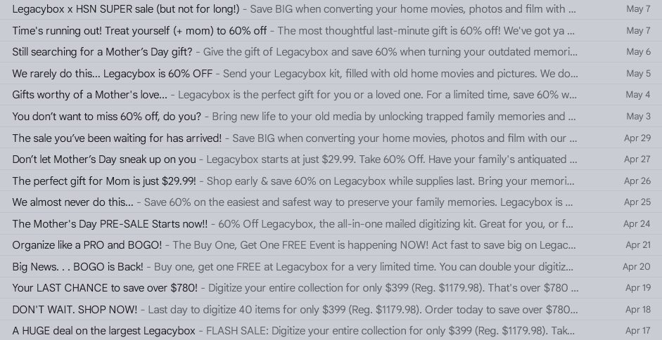 I cant believe Legacy box has another sale