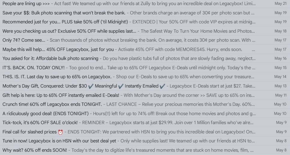 Even more legacy box sales