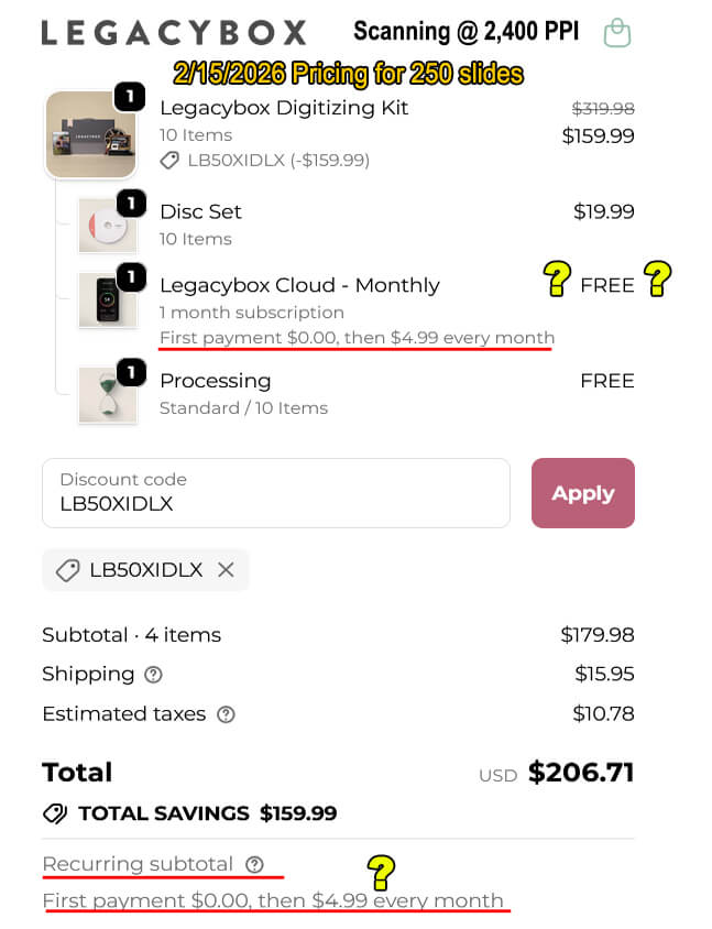 Legacy Box pricing structure comparison