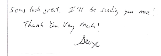 Compliments on careful dust cleaning and edits