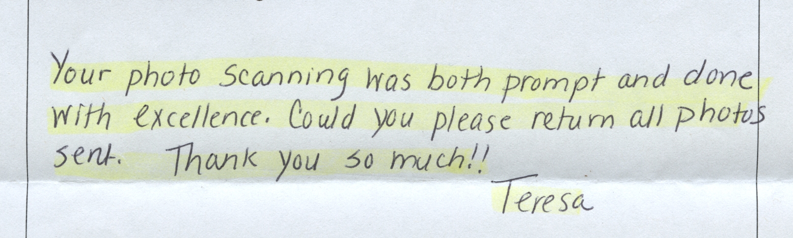 Happy with both digital files and returned originals