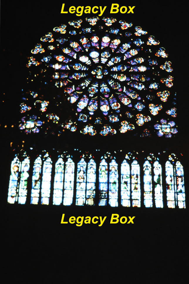 Legacy Box — stained glass window: muted color and reduced detail