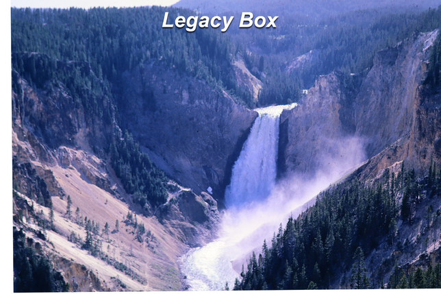 Legacy Box — Yellowstone waterfall: very dark with little recovered detail