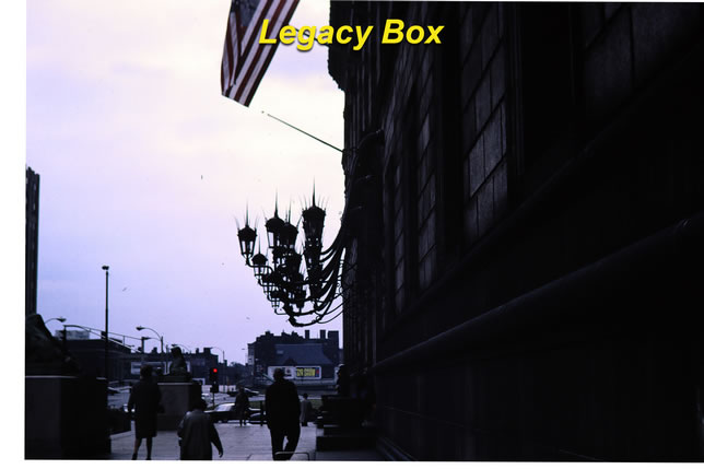 Legacy Box  scan of trees and Gray building slide